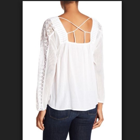 Lucky Brand Tops - Lucky Brand White Cross Back Peasant top